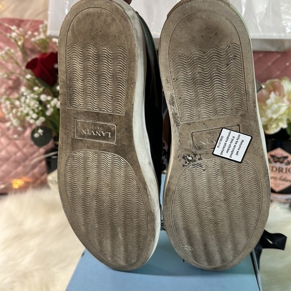 Authentic LANVIN BLACK CALF LEATHER SLIP ON SNEAKER WITH STUDS SIZE 7 - Picture 7 of 10